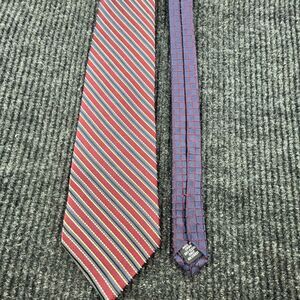 Pronto Uomo Mens Neck Tie Blue Red Gold 100% Silk Blue Geometric Classic Stylish
